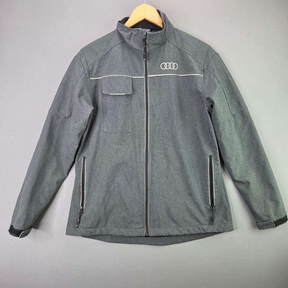 Audi Softshell Jacket Ladies Medium Gray Full Zip Fleece Lined Embroidered Logo
